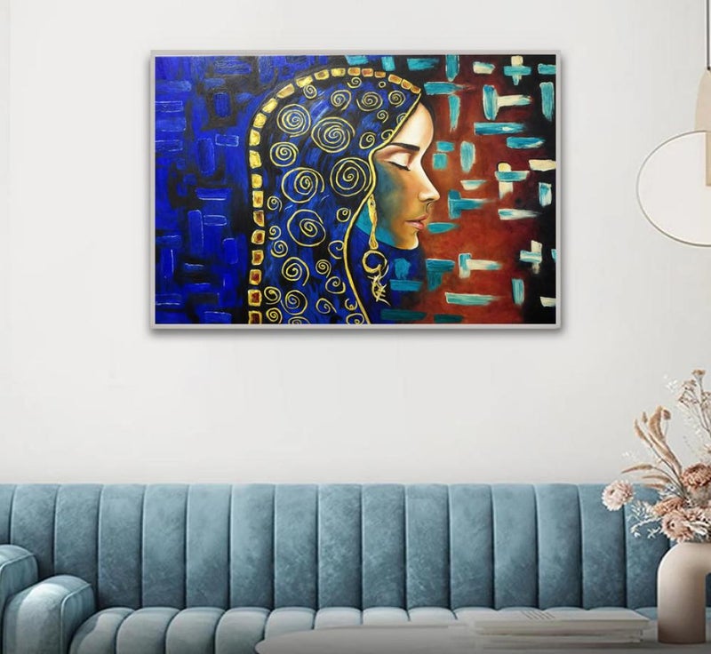 ماركتنا لوحة قماشية بتصميم امرآة مع برواز مجوف مقاس (120x80) قطعة واحدة - Image 4