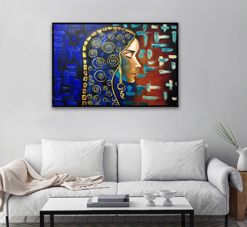 ماركتنا لوحة قماشية بتصميم امرآة مع برواز مجوف مقاس (120x80) قطعة واحدة - Image 2