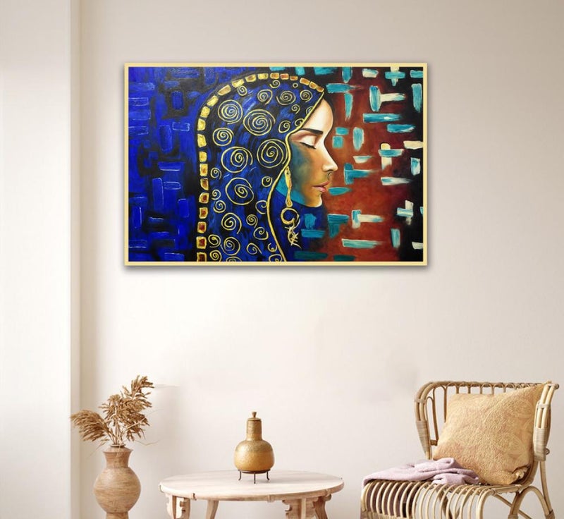 ماركتنا لوحة قماشية بتصميم امرآة مع برواز مجوف مقاس (120x80) قطعة واحدة - Image 1