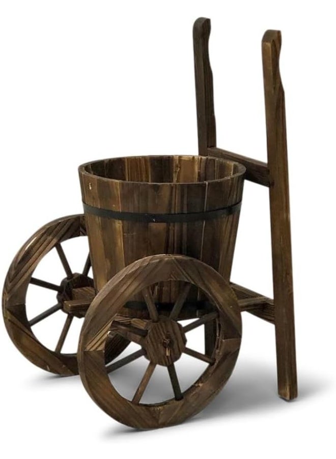 HOME TASTE Wooden Flower Pot Trolley - Versatile Shaped Flower Pot, Vase, Container, And Bucket - Stylish Wooden Flower Vase Planter For Garden, Outdoor Lawn, Patio - Image 2