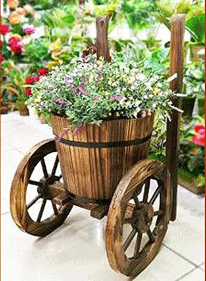 HOME TASTE Wooden Flower Pot Trolley - Versatile Shaped Flower Pot, Vase, Container, And Bucket - Stylish Wooden Flower Vase Planter For Garden, Outdoor Lawn, Patio - Image 1