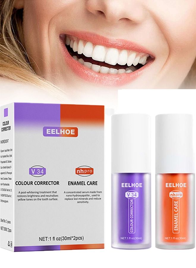 إيلهو معجون أسنان بنفسجي و برتقالي لإصلاح الأسنان إصلاح الأسنان تنظيف الأسنان و تبييض الأسنان وإزالة البقع - Image 1