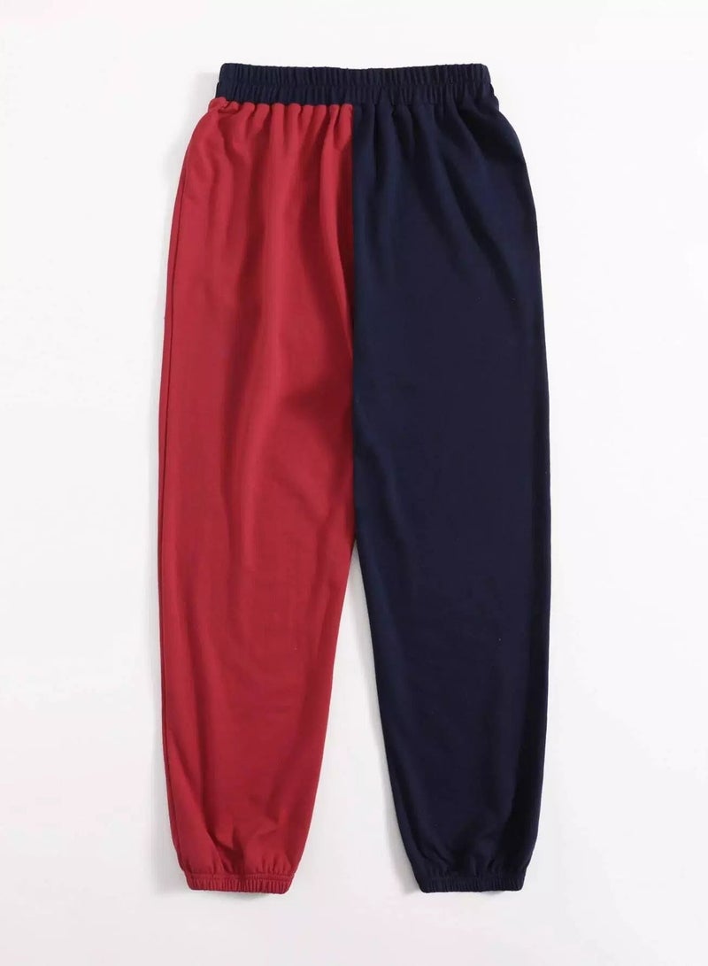 Letter & Chinese Dragon Graphic Spliced Joggers - Image 2