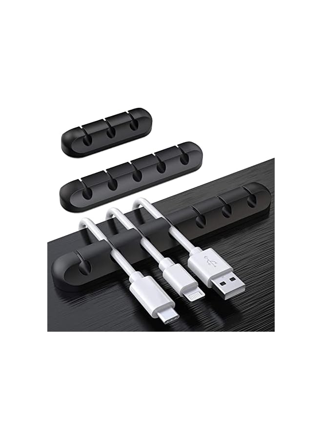 Green Tiger 3Pcs Cable Holder Clips - Desktop Cable Organizer For Management Of Power Cord And Charging Cables - Black - Image 1