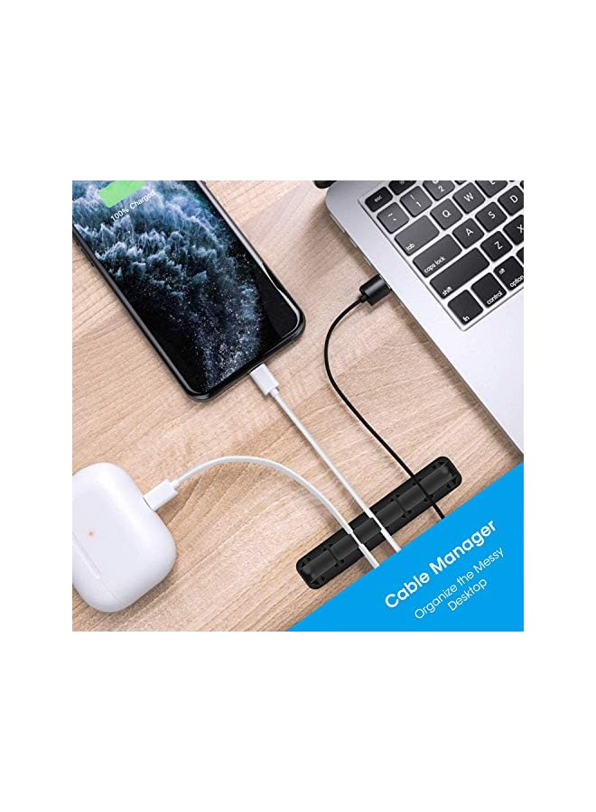 Green Tiger 3Pcs Cable Holder Clips - Desktop Cable Organizer For Management Of Power Cord And Charging Cables - Black - Image 2