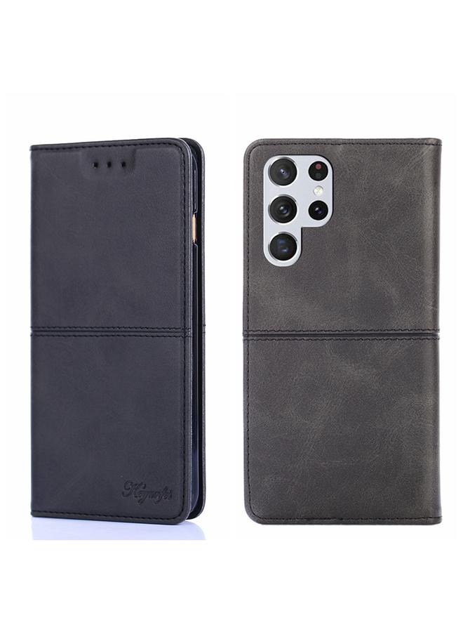 اس-توب جراب لهاتف Samsung Galaxy S22 Ultra مصنوع من جلد البقر المغناطيسي مع قلاب أفقي - Image 1