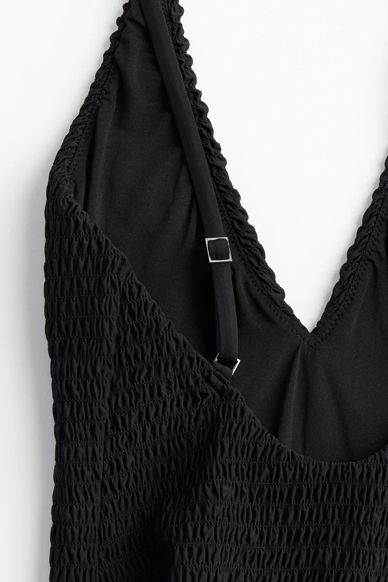 اتش اند ام ملابس سباحة من نسيج مرن ومجعد بساق عالية