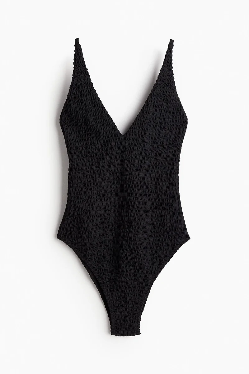 اتش اند ام ملابس سباحة من نسيج مرن ومجعد بساق عالية