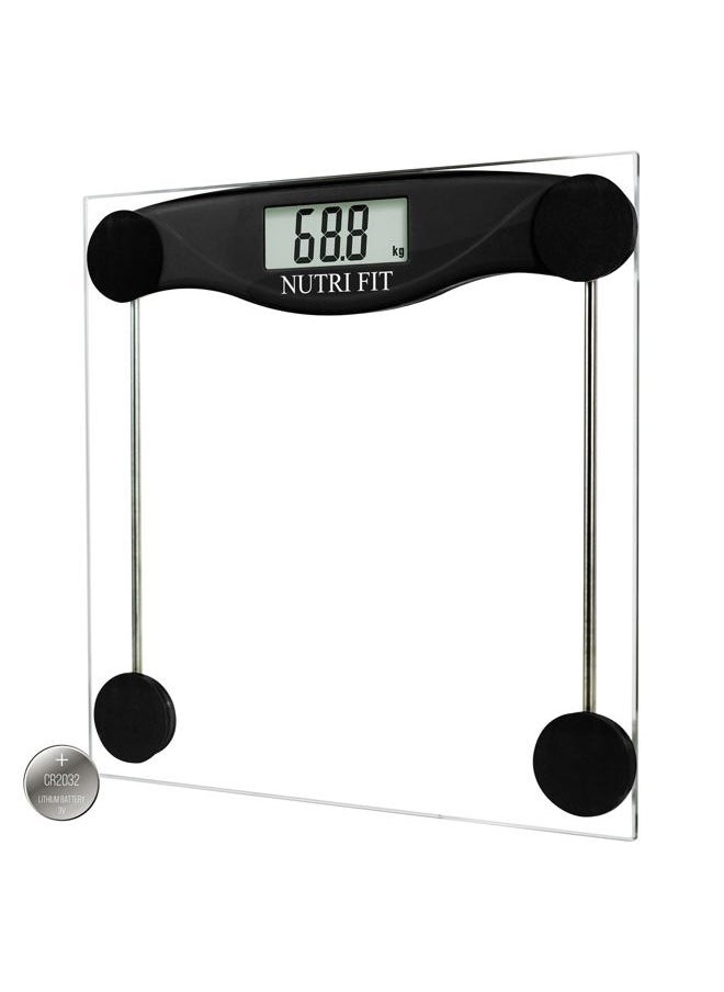 NUTRI FIT Digital Bathroom Scale for Body Weight Accurate, Smart Weighing Scale Bath Electronic Scale Kg for Weight Loss, 330lbs Capacity, Large Display, Black  - Image 1