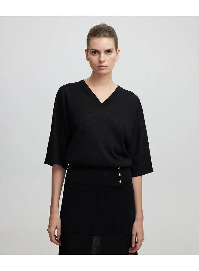 ابيكول بلوزة محبوكة بأزرار