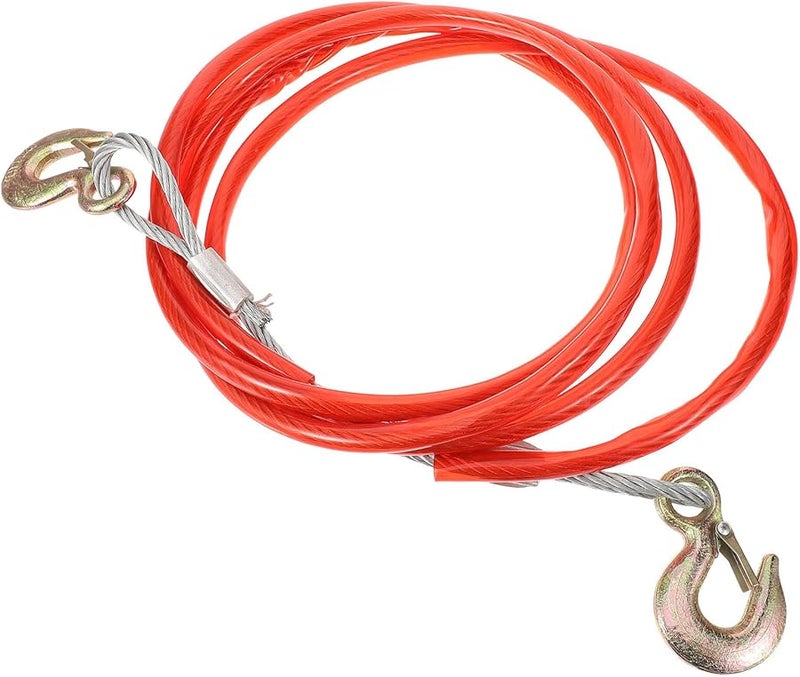 Heavy Duty 8mm Steel Wire Tow Strap 4m Length with Hook for Off Road and Emergency Use - Image 1