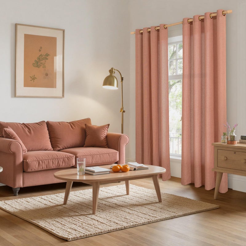 YoungsTex Rust Terracotta Linen Curtains 84 Inches Long, Burnt Orange Light Filtering Drapes with Bronze Grommet Privacy for Bedroom Living Room Windows, 52 x 84 Inch, 2 Panels - Image 2
