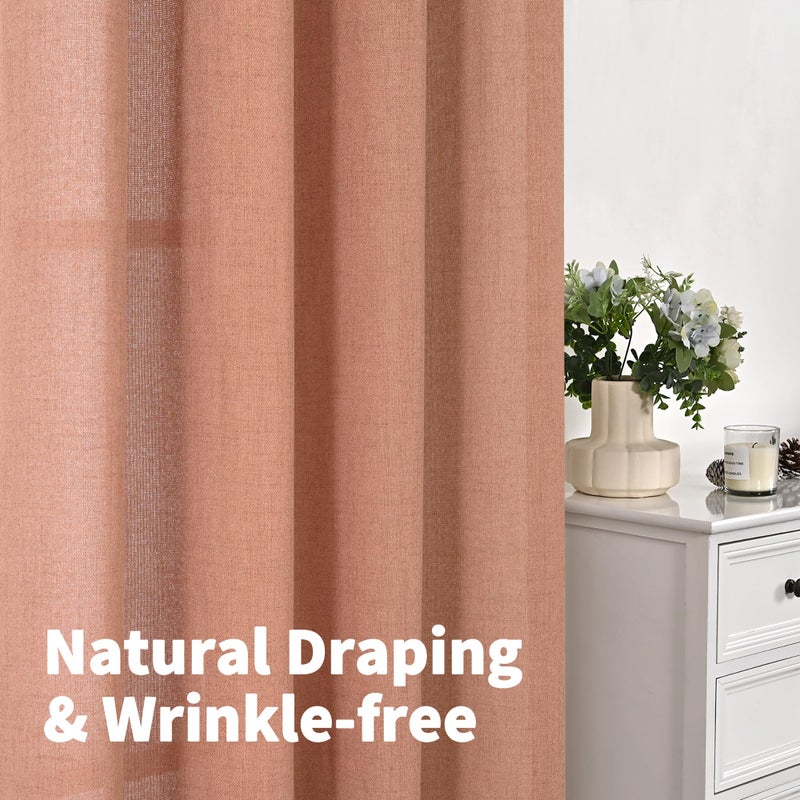 YoungsTex Rust Terracotta Linen Curtains 84 Inches Long, Burnt Orange Light Filtering Drapes with Bronze Grommet Privacy for Bedroom Living Room Windows, 52 x 84 Inch, 2 Panels - Image 5