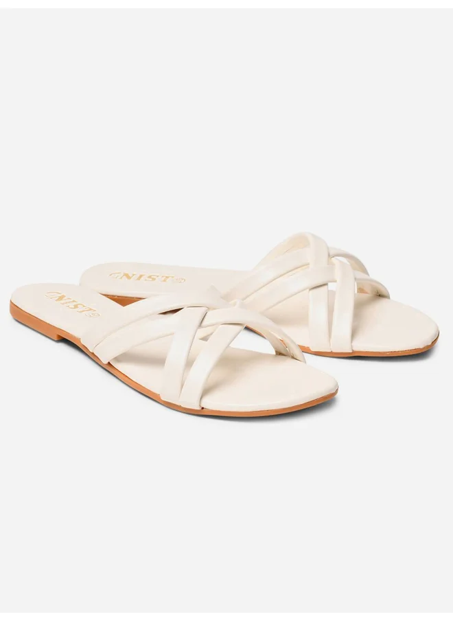 GNIST GNIST Cross Strap Open Toe Flat Sandals