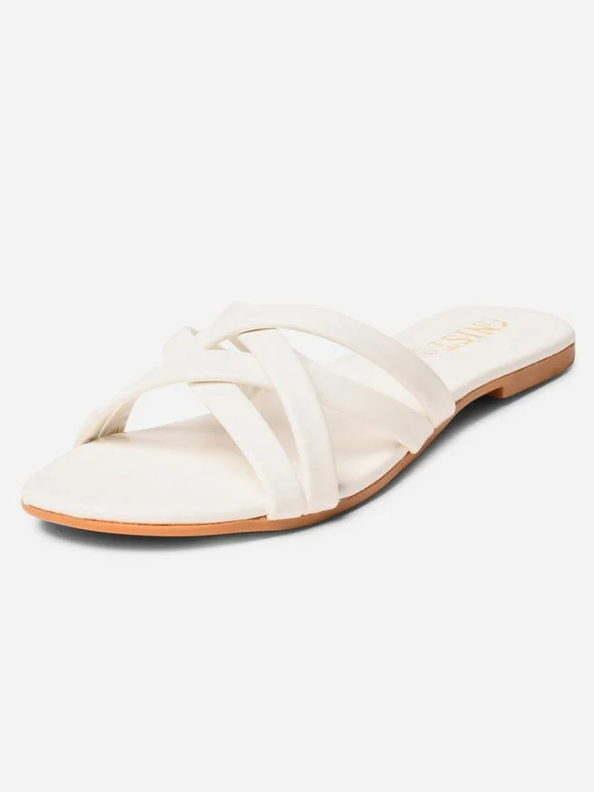 GNIST GNIST Cross Strap Open Toe Flat Sandals