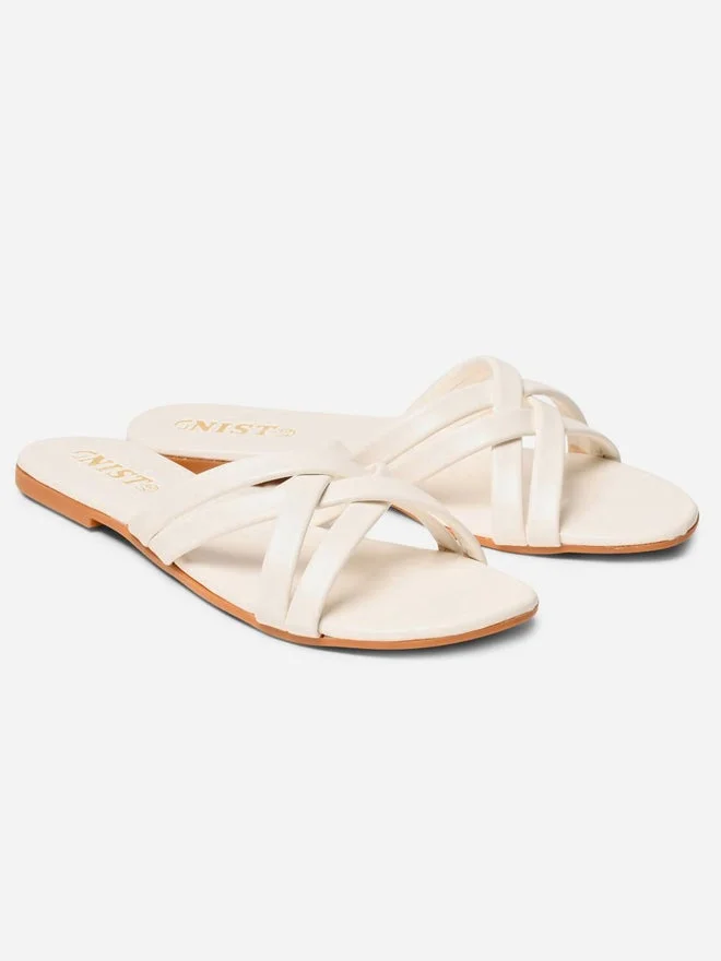 GNIST GNIST Cross Strap Open Toe Flat Sandals
