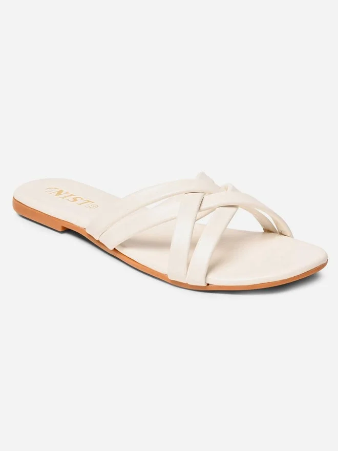 GNIST GNIST Cross Strap Open Toe Flat Sandals
