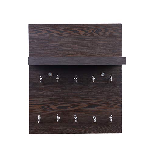 Redwud Kaya Stylish Multipurpose Wooden Key Holder for Home, Office | Hooks for Wall | Home Decor Itmes | Key Holder with Shelf for Living Room (Wenge) - Image 5