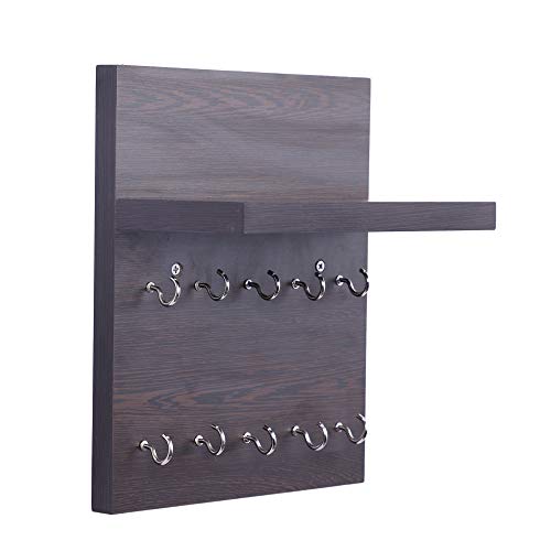 Redwud Kaya Stylish Multipurpose Wooden Key Holder for Home, Office | Hooks for Wall | Home Decor Itmes | Key Holder with Shelf for Living Room (Wenge) - Image 4