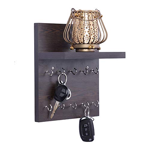 Redwud Kaya Stylish Multipurpose Wooden Key Holder for Home, Office | Hooks for Wall | Home Decor Itmes | Key Holder with Shelf for Living Room (Wenge) - Image 3