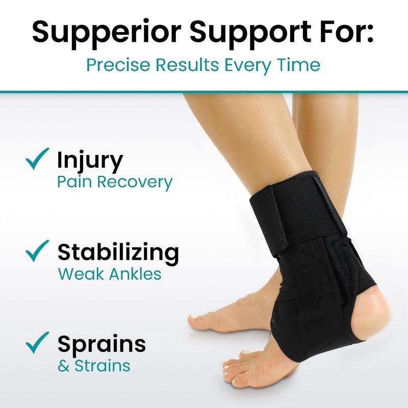 Vive Lace Up Ankle Brace  Men Women Foot Support Stabilizer Compression Sleeve  Sprained Adjustable Leg Splint  Sprain Rolled Immobilizer Wrap Guard for Running Volleyball Basketball Soccer S - Image 5