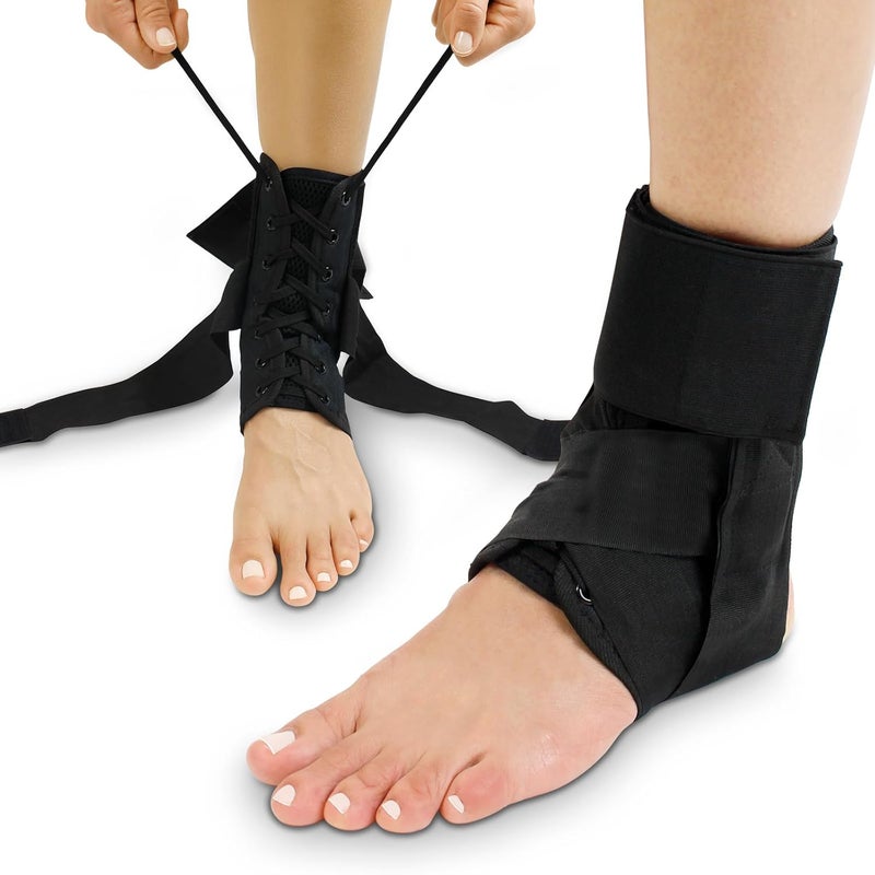 Vive Lace Up Ankle Brace  Men Women Foot Support Stabilizer Compression Sleeve  Sprained Adjustable Leg Splint  Sprain Rolled Immobilizer Wrap Guard for Running Volleyball Basketball Soccer S - Image 1