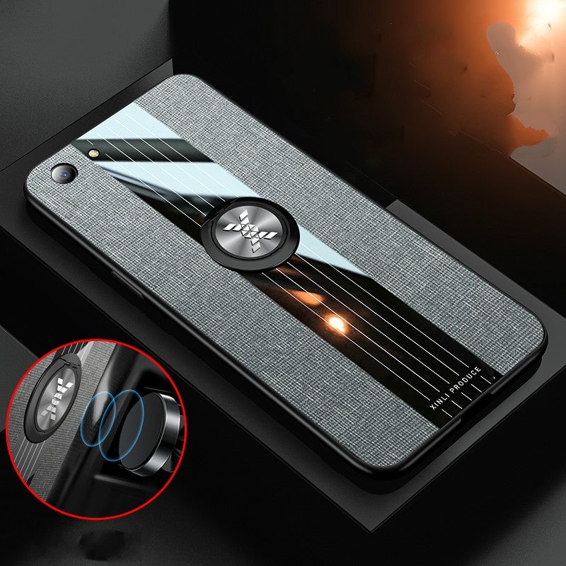 HuHa غطاء حالة لهاتف OPPO A83 قماش مخيط XINLI مضاد للصدمات TPU مع حامل حلقة (أحمر) - Image 5