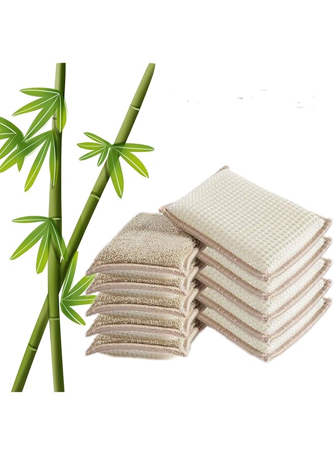 promass Natural Bamboo Sponges Kitchen Cleaning Sponges Dish Sponges Reusable Dish Washing Sponges Super Absorbent 10 Packs… - Image 1