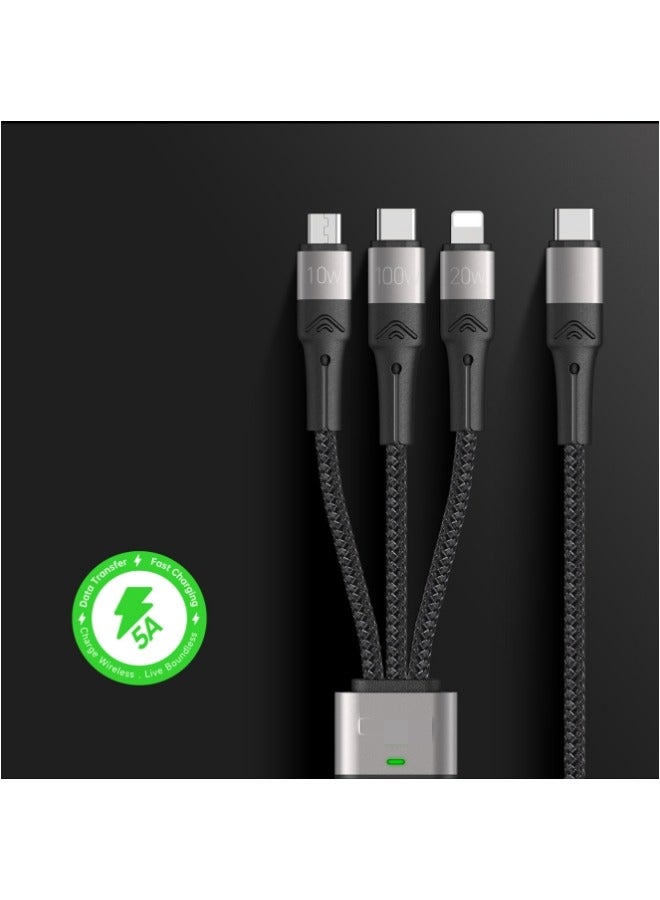 A4 USB-C to USB-C + Lightning + Micro USB 3-in-1 Data Cable - Image 1