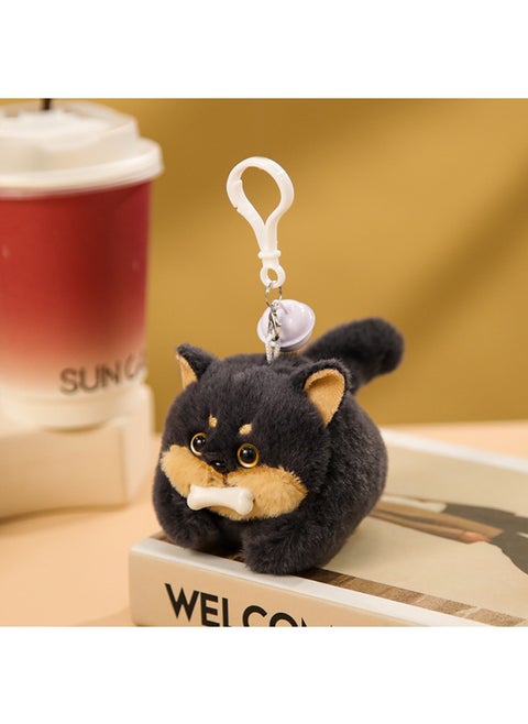 Le Jier With Keychain Bell Pull Rope Wagging Tail Cat Doll Called White Rabbit Plush Toy Gift-Specifications:Black Dog [bell With Keychain]