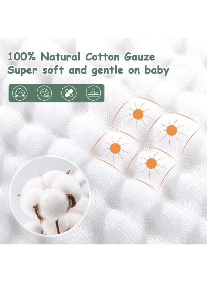 Looxii Muslin Baby Washcloths 6 Pack, 100% Cotton, 12x12 inches Large Soft Absorbent Face Towels for Newborns Gradient Green - Image 2