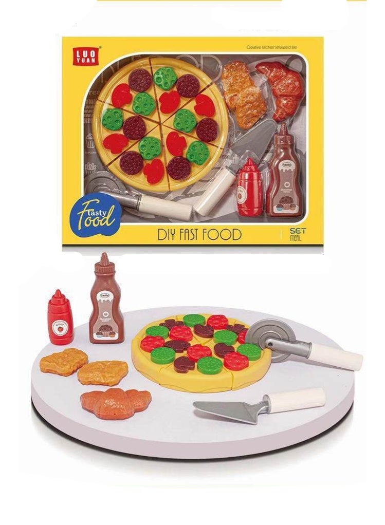 لعبة تقطيع وتقديم البيتزا للعب التظاهري مكونة من 13 قطعة - Image 1