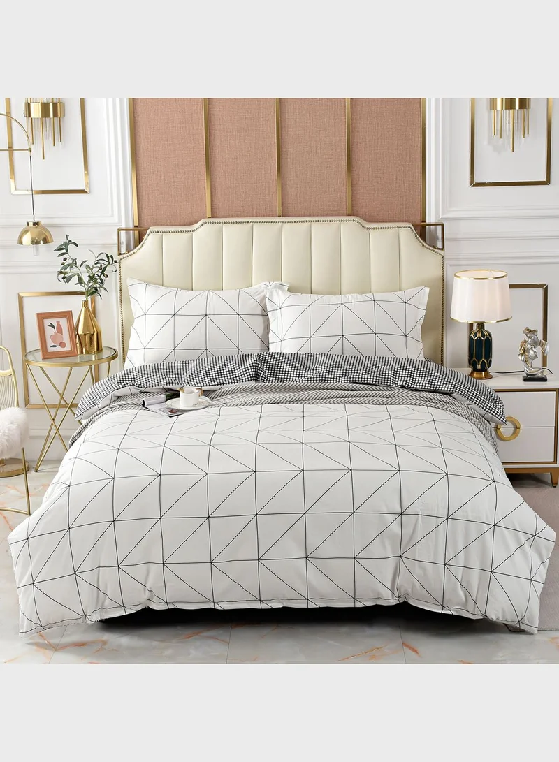 اورورا غطاء لحاف بالاسود والابيض - للسرير المزدوج