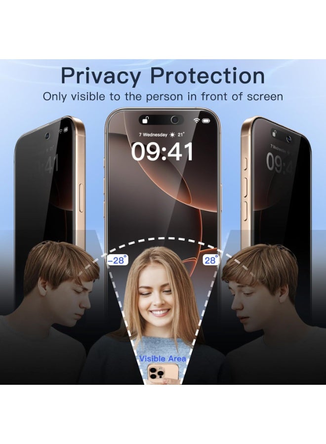 Tempered Privacy Glass Screen Protector for iPhone 16 Pro Max, 2-Pack with 2 Camera Lens Protectors, Easy Install, Scratch Resistant - Image 2