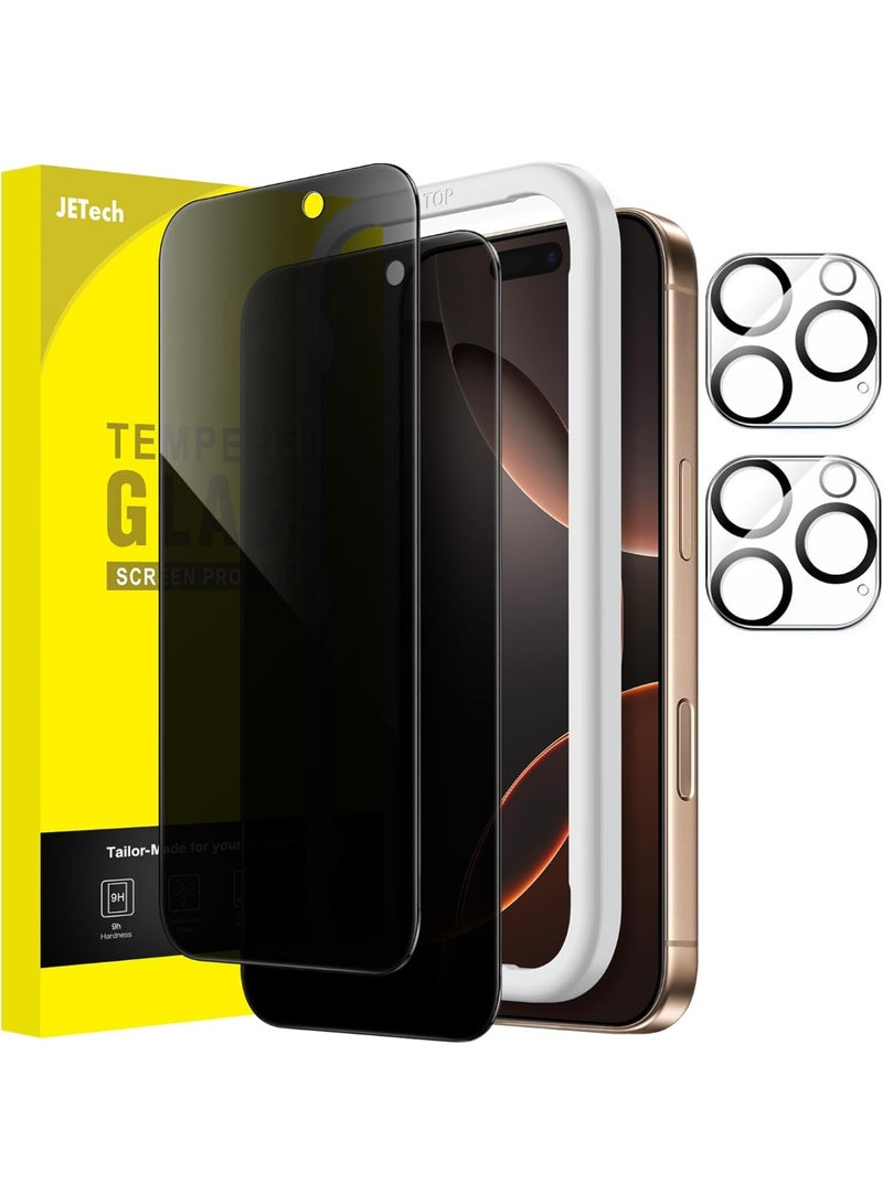 Tempered Privacy Glass Screen Protector for iPhone 16 Pro Max, 2-Pack with 2 Camera Lens Protectors, Easy Install, Scratch Resistant - Image 1