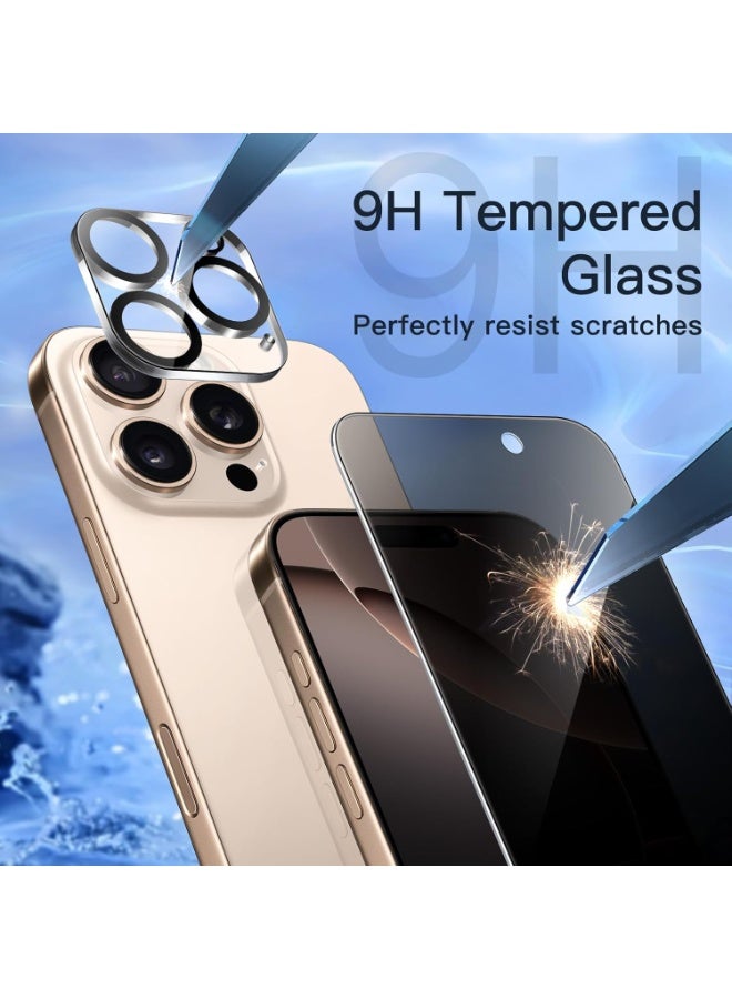 Tempered Privacy Glass Screen Protector for iPhone 16 Pro Max, 2-Pack with 2 Camera Lens Protectors, Easy Install, Scratch Resistant - Image 4