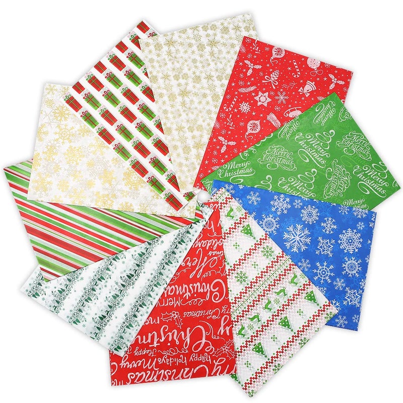 Christmas Tissue Paper 100 Sheets Gift Wrap Tissue in 10 Different Designs 14 x 20 Inches Xmas Tissue Paper Bulk for Gift Wrapping Wine Bottles DIY Crafts Decor