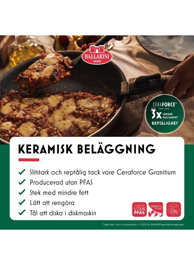 BALLARINI Torre 20 + 28 cm Frying Pan Set + Saucepan 16 cm Ceramic Coating Suitable for Induction Cookers Removable Handle Aluminium - Image 4