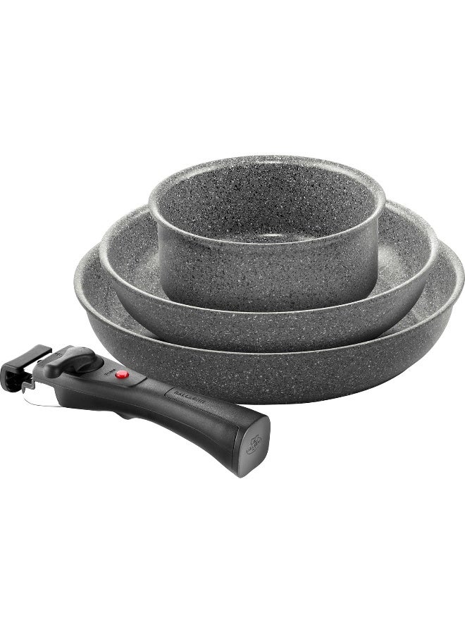BALLARINI Torre 20 + 28 cm Frying Pan Set + Saucepan 16 cm Ceramic Coating Suitable for Induction Cookers Removable Handle Aluminium - Image 1