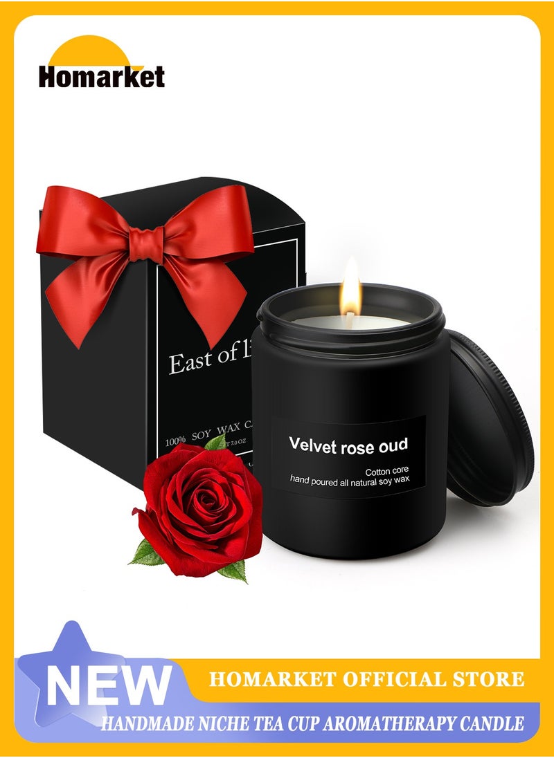 HomarKet Velvet Rose Scented Oud Candles Gift for Women and Men - Aromatherapy Candle with Crystals Inside, 7oz 100% Natural Soy Wax Candles for Home Scented 50H Burn, Candle Gift for Birthday Anniversary  - Image 1