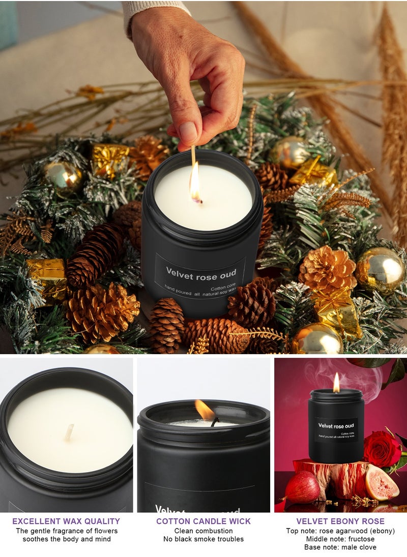 HomarKet Velvet Rose Scented Oud Candles Gift for Women and Men - Aromatherapy Candle with Crystals Inside, 7oz 100% Natural Soy Wax Candles for Home Scented 50H Burn, Candle Gift for Birthday Anniversary  - Image 3