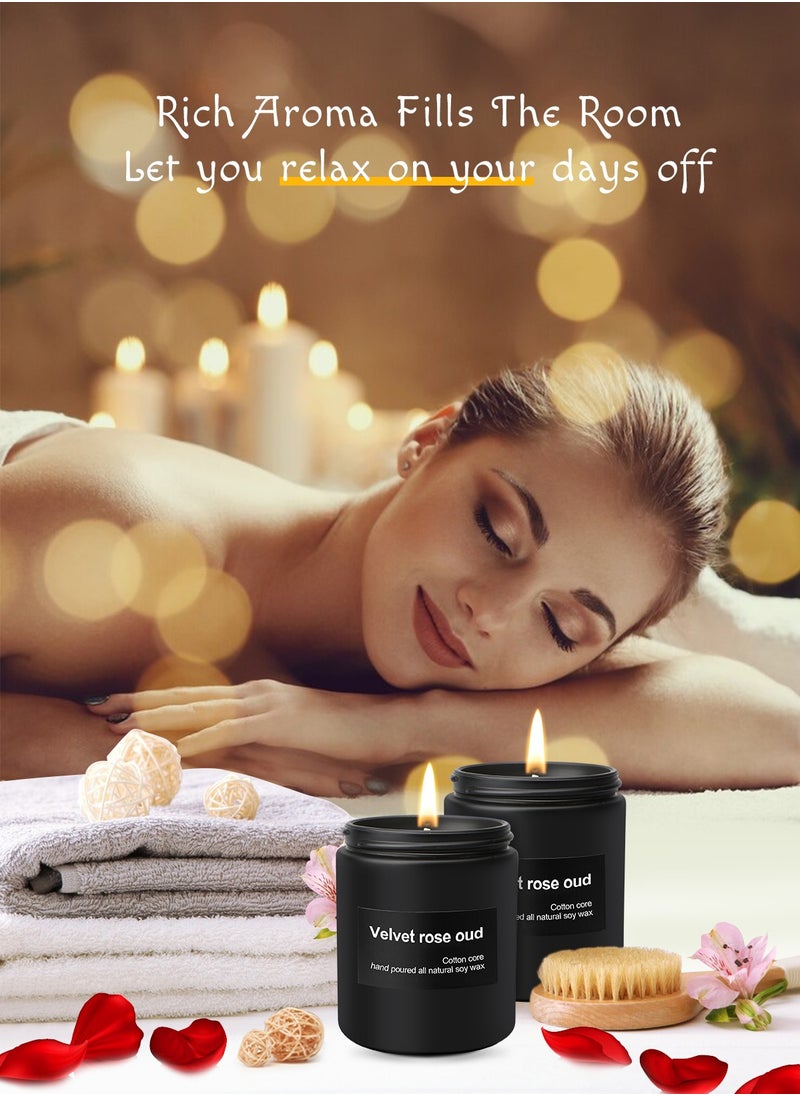 HomarKet Velvet Rose Scented Oud Candles Gift for Women and Men - Aromatherapy Candle with Crystals Inside, 7oz 100% Natural Soy Wax Candles for Home Scented 50H Burn, Candle Gift for Birthday Anniversary  - Image 5