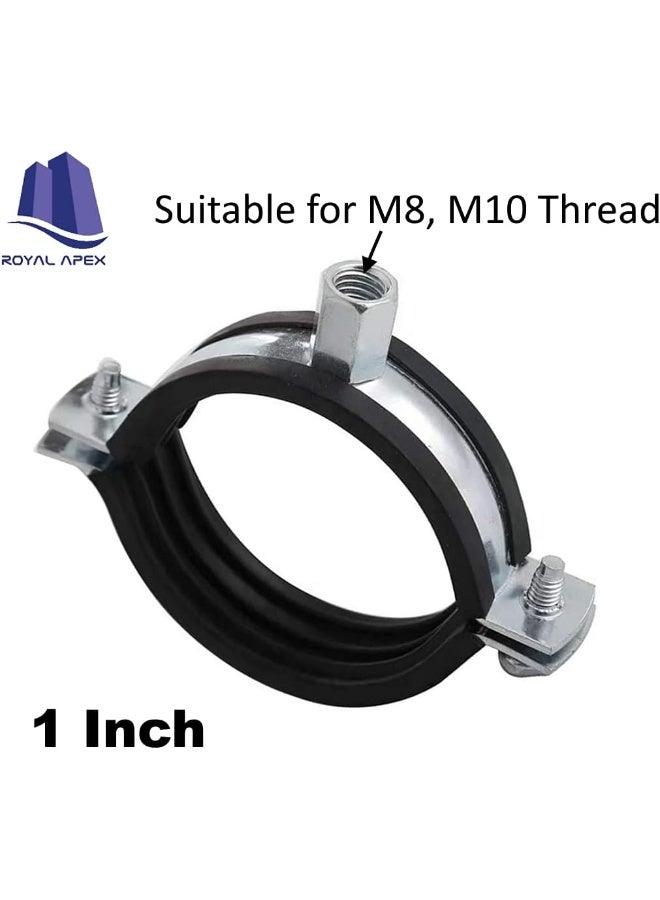 Royal Apex Heavy Duty Adjustable Two-Screw Pipe Galvanized Iron Gi Clamp With Rubber Lined Or Unlined For Wall Ceiling Mount Pipe Supports Split Ring Hanger 1 Inch Pack Of 5  - Image 2