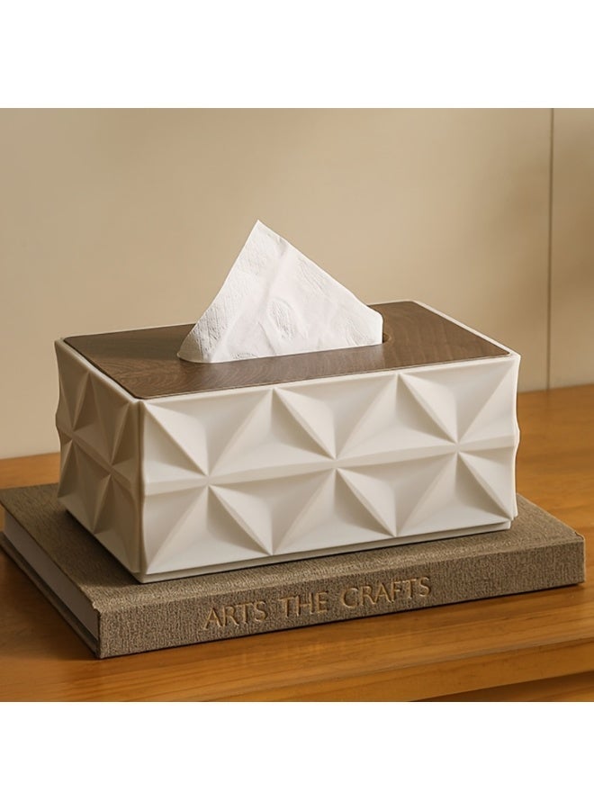 Yalla Pick Geometric Pattern Tissue Box Cover, Modern Minimalist Tissue Holder for Living Room Coffee Table, Luxury Art Style Napkin Case for Bedroom Hotel Office Decor - Image 4