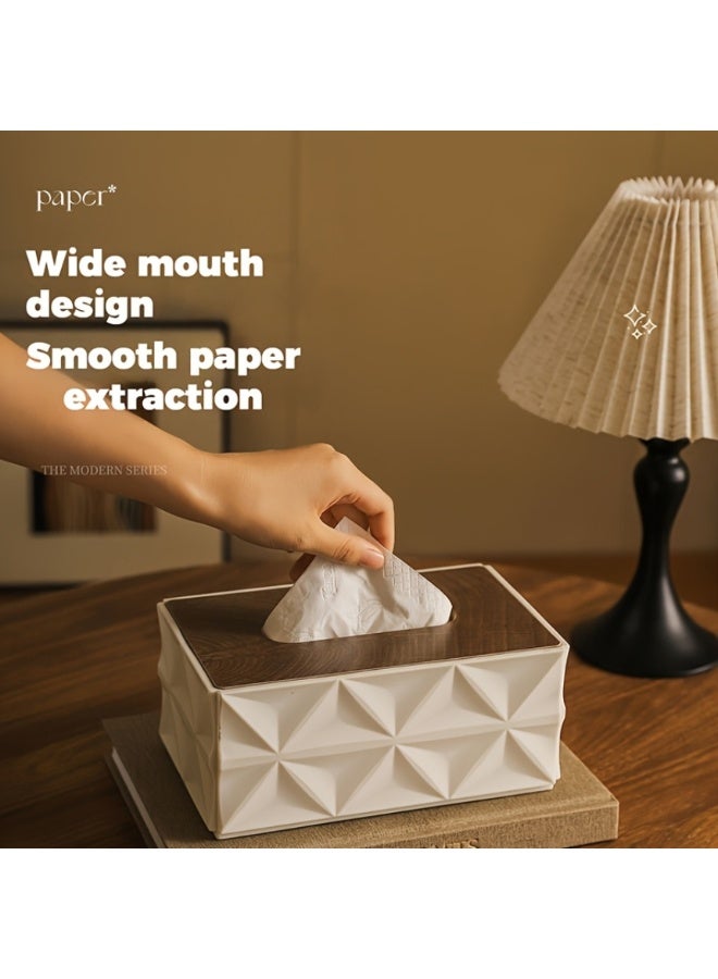 Yalla Pick Geometric Pattern Tissue Box Cover, Modern Minimalist Tissue Holder for Living Room Coffee Table, Luxury Art Style Napkin Case for Bedroom Hotel Office Decor - Image 5