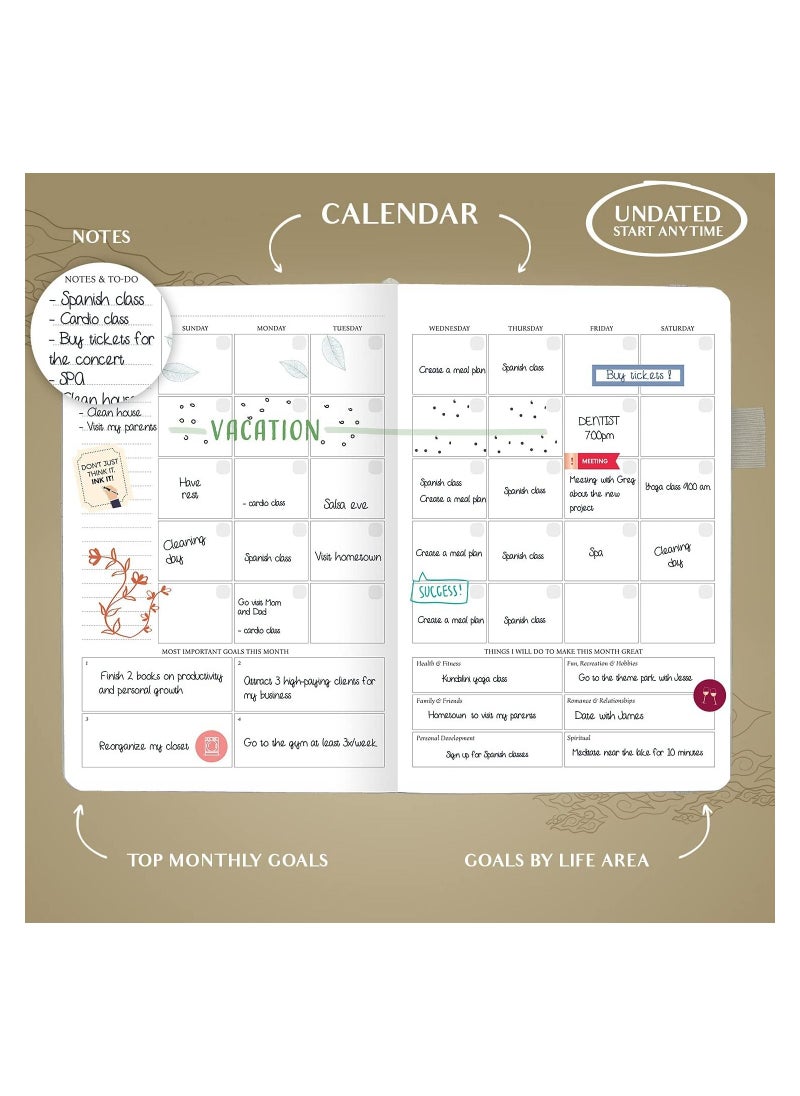Generic Dairy Planner - Deluxe Weekly, Monthly & Yearly Life Planner to Hit Your Goals & Live Happier. Organizer Notebook & Productivity Journal. A5 Hardcover, Undated - Start Any Time - Black  - Image 4