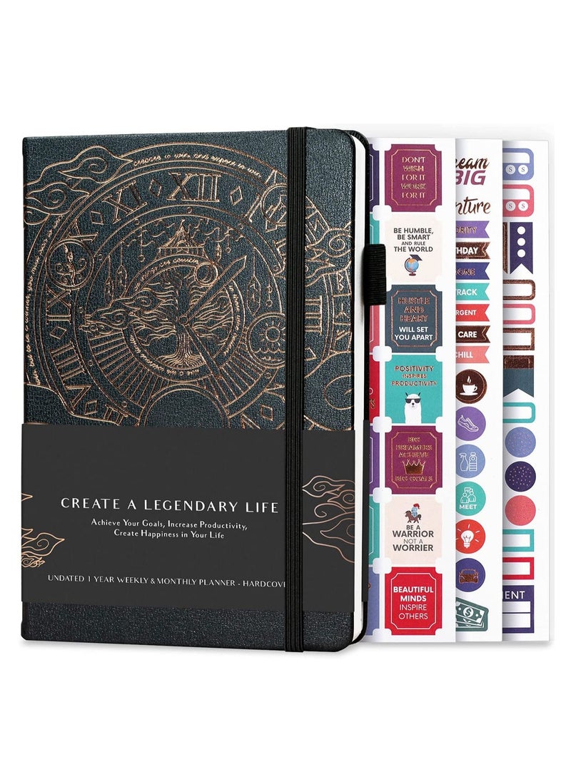 Generic Dairy Planner - Deluxe Weekly, Monthly & Yearly Life Planner to Hit Your Goals & Live Happier. Organizer Notebook & Productivity Journal. A5 Hardcover, Undated - Start Any Time - Black  - Image 1