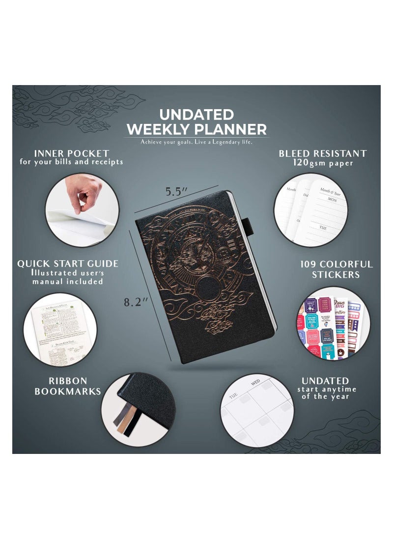 Generic Dairy Planner - Deluxe Weekly, Monthly & Yearly Life Planner to Hit Your Goals & Live Happier. Organizer Notebook & Productivity Journal. A5 Hardcover, Undated - Start Any Time - Black  - Image 2
