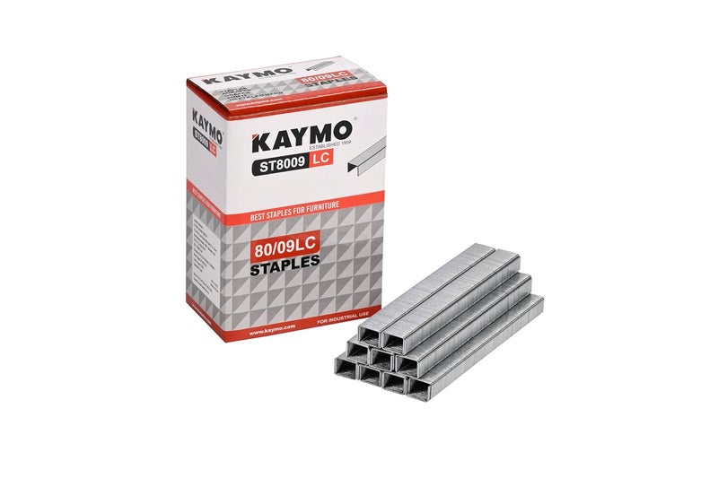 KAYMO ST8009LC 9mm 80 Series Industrial Staples (7,500 Pins) | Heavy-Duty Steel Fasteners for Furniture, Woodwork, Packaging & General Construction | Compatible with 80 Series Staplers - Image 1