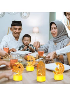 AUTOYSUR قطعة واحدة من زينة رمضان الضوئية، مصابيح ليلية على شكل قمر ونجمة ومصابيح شموع LED ومصابيح طاولة وزينة عيد للمنزل وحفلات العيد وهدايا حفلات الزفاف  - Image 5